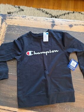 Champion Black Crewneck Sweatshirt with Script Logo kids size small